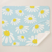 Weißes Daisy blaues Hintergrund Nahtlos Sherpadecke (Vorderseite (Horizontal))