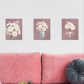 Weißes Daisy-Blume Monogramm Rosy-Braun-Set 3 Bilderwand Sets (Wohnzimmer)