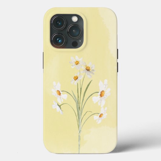 Weißes Daisy-Gelb-Flora-Aquarell Case-Mate iPhone Hülle (Rückseite)