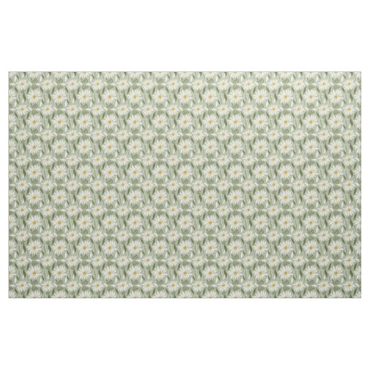 Weißes Daisy-Minzmuster  Stoff (Fat Quarter (45,7 x 55,9 cm))