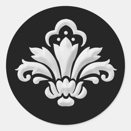 Weißes Damasdesign auf veränderbarem Hintergrund Runder Aufkleber (Vorderseite)