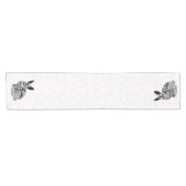 Weißes Damast Schwarz-weißes Kaninchen Kurzer Tischläufer (Horizontal)