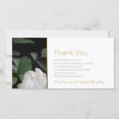 Weißes Denkmal-Beileid der Pfingstrosen-2 danken Dankeskarte (Vorderseite)