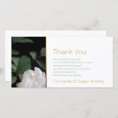 Weißes Denkmal-Beileid der Pfingstrosen-2 danken Dankeskarte (Vorne/Hinten)