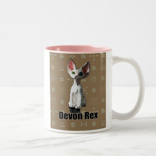 Weißes Devon Rex Zweifarbige Tasse (Rechts)