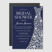 Weißes Diamant-Sparkenkleid Brautparty Magneteinladung (Vorne/Hinten)