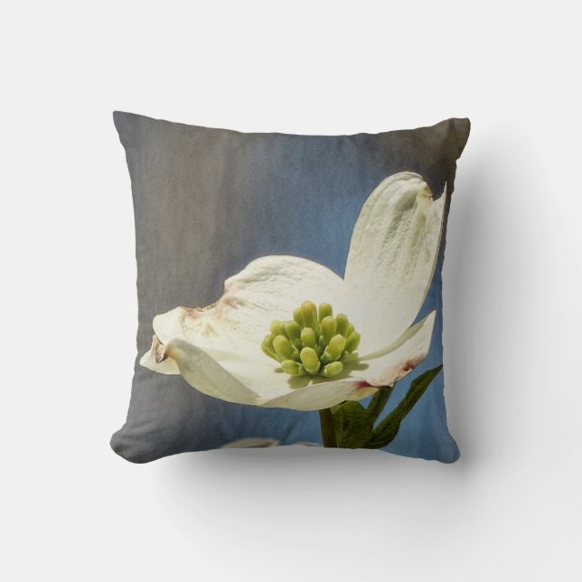 Weißes Dogwood Bloom Kissen (Vorderseite)