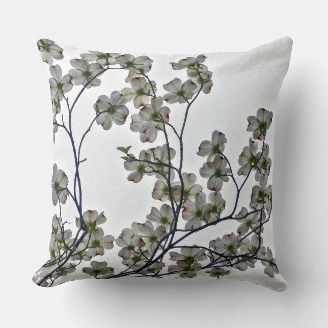 Weißes Dogwood Kissen (Vorderseite)
