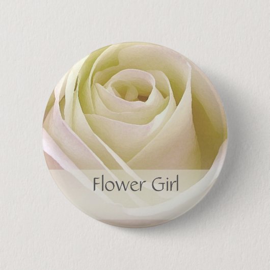 Weißes doppeltes Rose Blumen-Mädchen Button (Vorderseite)