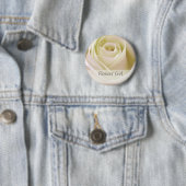 Weißes doppeltes Rose Blumen-Mädchen Button (Beispiel)