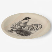 Weißes Dorking-Hahn aus dem 19. Jahrhundert Pappteller (Schrägansicht)