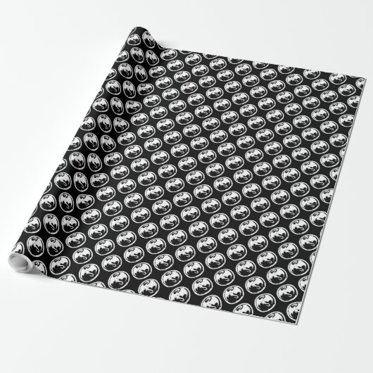 Weißes Drachenpapier, schwarz matt, Umhüllungspapi Geschenkpapier (Ungerollt)