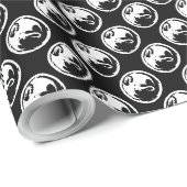 Weißes Drachenpapier, schwarz matt, Umhüllungspapi Geschenkpapier (Rolleneckpunkt)