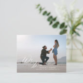 Weißes Drehbuch wir machen elegantes Hochzeitsfest Postkarte (Stehend Vorderseite)