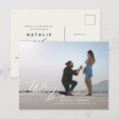 Weißes Drehbuch wir machen elegantes Hochzeitsfest Postkarte (Vorne/Hinten)