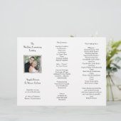 Weißes dreiteiliges Fotovorlage Hochzeitsprogramm (Stehend Vorderseite)