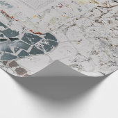 Weißes Druckerpapier auf weißem und grauem Beton Geschenkpapier (Ecke)