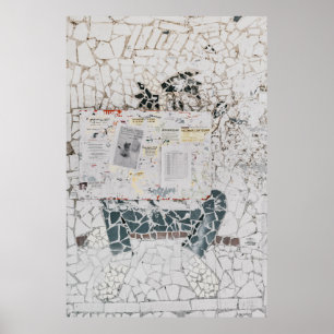 Weißes Druckerpapier auf weißem und grauem Beton Poster