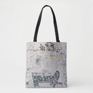 Weißes Druckerpapier auf weißem und grauem Beton Tasche