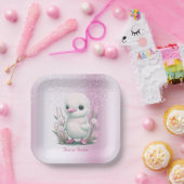 Weißes Duck Rosa Blumenpapier Platte Pappteller (Party)