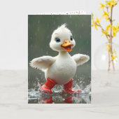 Weißes Duckeln am Geburtstag in einer Regenpuppe Karte (Gelbe Blume)