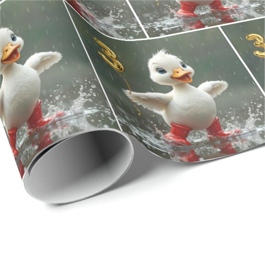 Weißes Duckeln in einer Regengrube mit #3 Ballon Geschenkpapier (Rolleneckpunkt)