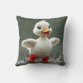 Weißes Duckling in einer Regenpuppe Kissen (Rückseite)