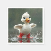 Weißes Duckling in einer Regenpuppe Serviette (Vorderseite)