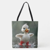 Weißes Duckling in einer Regenpuppe Tasche (Vorderseite)