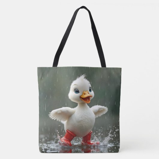 Weißes Duckling in einer Regenpuppe Tasche (Vorderseite)