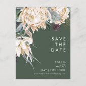 Weißes dunkelgrünes Foto Save the Date Einladungspostkarte (Vorderseite)