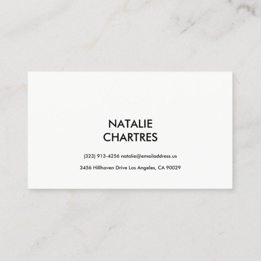 Weißes dünnes Gerahmtes Minimalistisches Monogramm Visitenkarte (Rückseite)