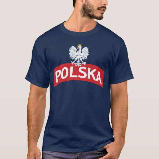 Weißes Eagle auf Polska Bogen T-Shirt (Vorderseite)
