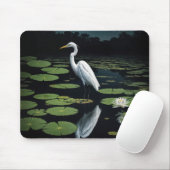 Weißes Egret auf Lily Pad Mousepad (Mit Mouse)