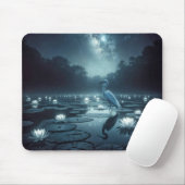 Weißes Egret im dunklen Teichwasser Mousepad (Mit Mouse)