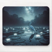 Weißes Egret im dunklen Teichwasser Mousepad (Vorne)