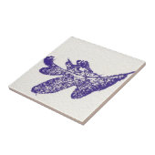 Weißes Eichennaturbild in blauen Fliesen. Fliese (Seite)