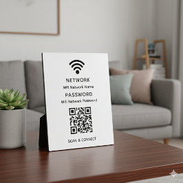 Weißes einfaches, elegantes Wifi QR-Netzwerkkennwo Fotoplatte