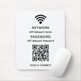 Weißes einfaches, elegantes Wifi QR-Netzwerkkennwo Mousepad