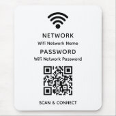Weißes einfaches, elegantes Wifi QR-Netzwerkkennwo Mousepad (Vorne)