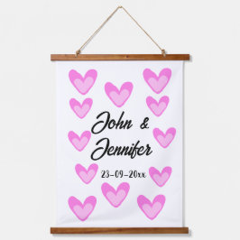 Weißes, einfaches Kleinstschreiben Wandteppich Mit Holzrahmen