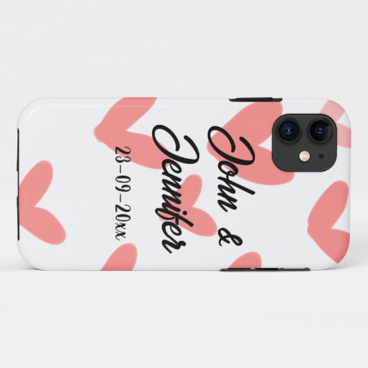 Weißes, einfaches, minimales Textil Hochzeit rotes Case-Mate iPhone Hülle (Rückseite (Horizontal))