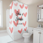 Weißes, einfaches, minimales Textil Hochzeit rotes Duschvorhang (Beispiel)