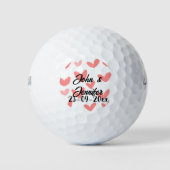 Weißes, einfaches, minimales Textil Hochzeit rotes Golfball (Vorderseite)