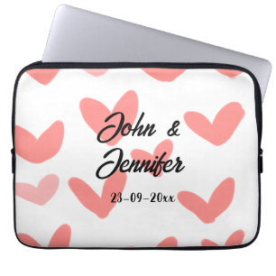 Weißes, einfaches, minimales Textil Hochzeit rotes Laptopschutzhülle