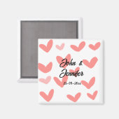 Weißes, einfaches, minimales Textil Hochzeit rotes Magnet (Vorderseite/Rückseite)