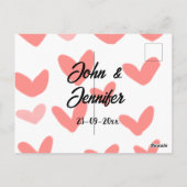 Weißes, einfaches, minimales Textil Hochzeit rotes Postkarte (Rückseite)