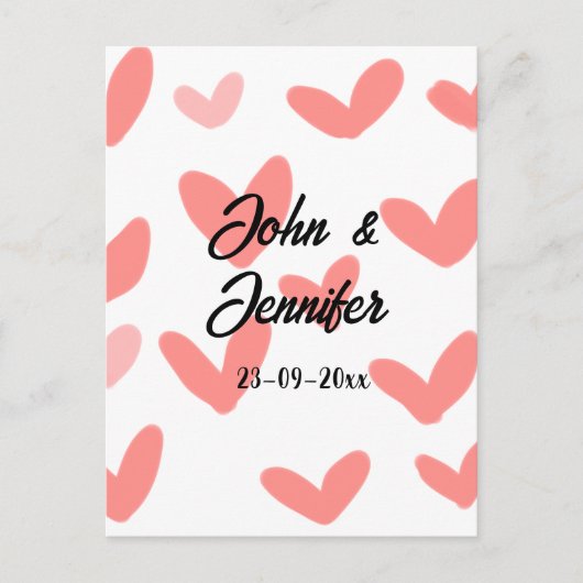 Weißes, einfaches, minimales Textil Hochzeit rotes Postkarte (Vorderseite)