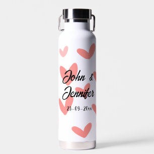 Weißes, einfaches, minimales Textil Hochzeit rotes Trinkflasche
