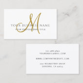 Weißes einfaches Minimalmonogramm Visitenkarte (Vorne/Hinten)